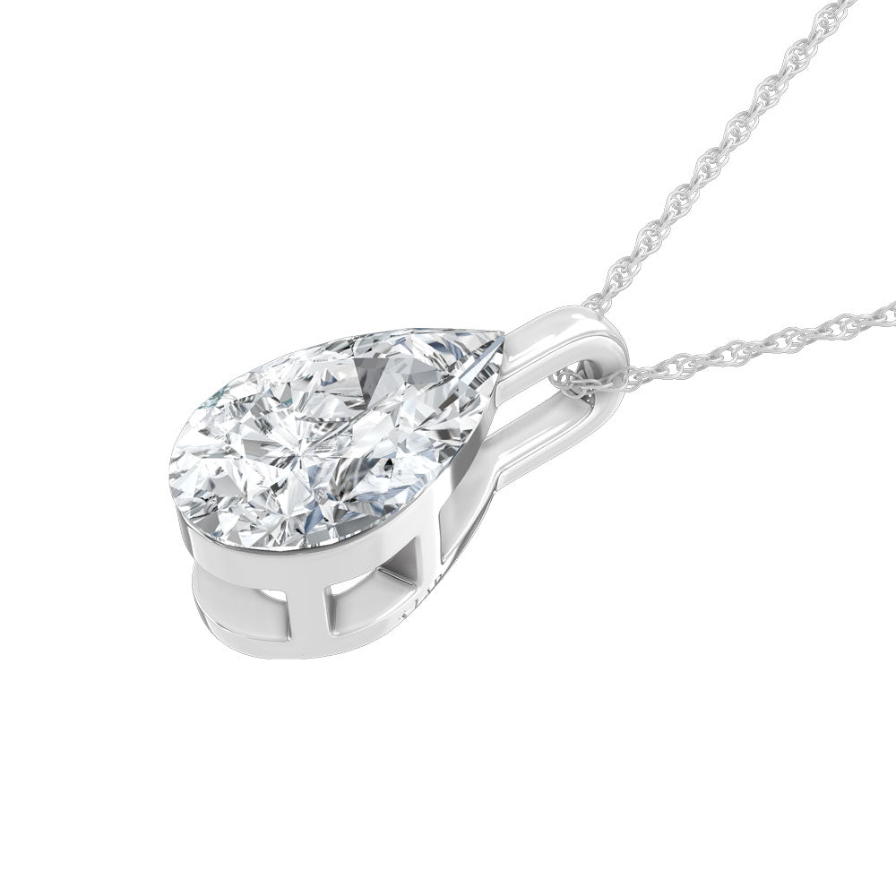 14K White Gold Lab Grown Diamond 1/2 Ct.Tw. Pear Shape Pendant With Stiff Bail