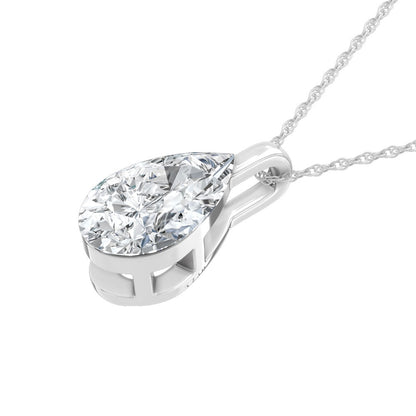14K White Gold Lab Grown Diamond 1/2 Ct.Tw. Pear Shape Pendant With Stiff Bail