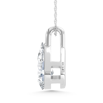 14K White Gold Lab Grown Diamond 1/2 Ct.Tw. Pear Shape Pendant With Stiff Bail