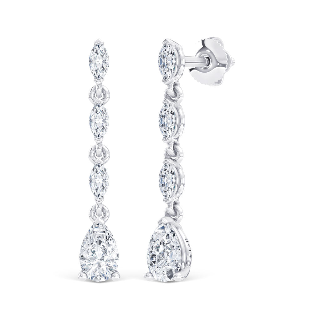 14K White Gold Lab Grown Diamond 1 Ct.Tw. Dangler Earrings