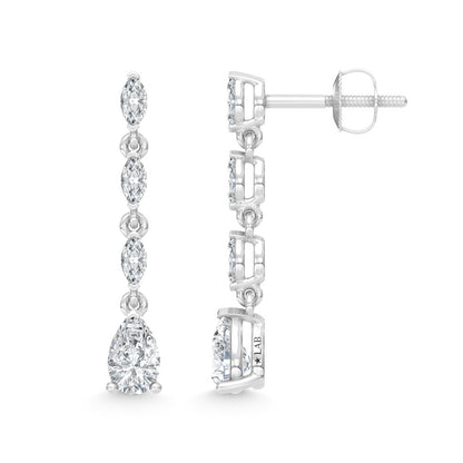 14K White Gold Lab Grown Diamond 1 Ct.Tw. Dangler Earrings