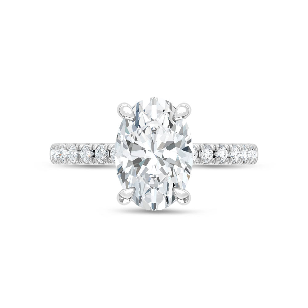 14K White Gold Lab Grown Diamond  2 3/8 Ct.Tw. Oval Hidden Halo Engagement Ring (IGI Certified Center 2ct)