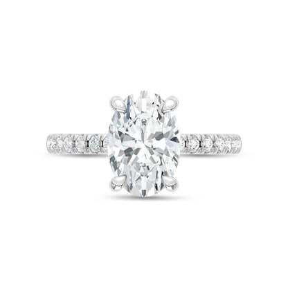 14K White Gold Lab Grown Diamond  2 3/8 Ct.Tw. Oval Hidden Halo Engagement Ring (IGI Certified Center 2ct)