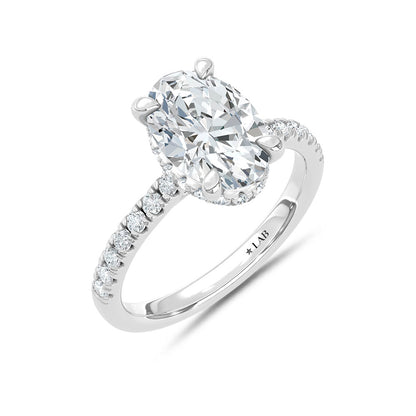 14K White Gold Lab Grown Diamond  2 3/8 Ct.Tw. Oval Hidden Halo Engagement Ring (IGI Certified Center 2ct)