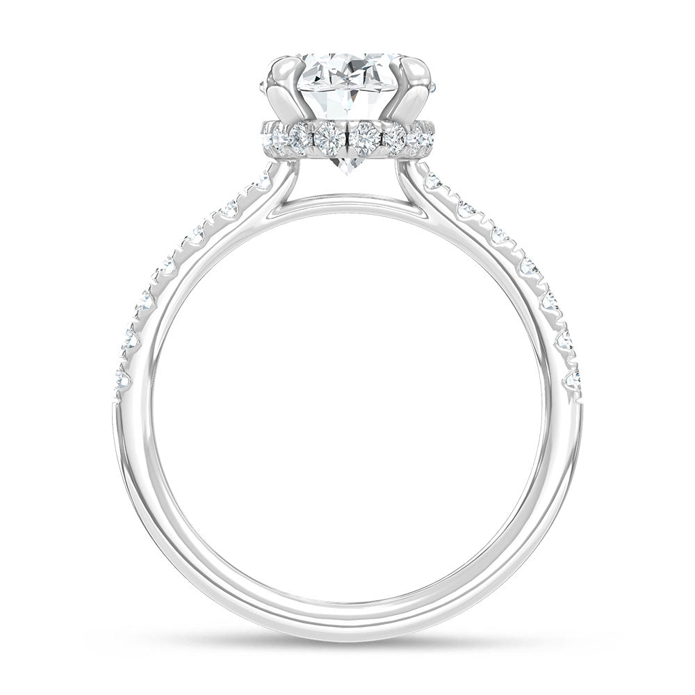 14K White Gold Lab Grown Diamond  2 3/8 Ct.Tw. Oval Hidden Halo Engagement Ring (IGI Certified Center 2ct)