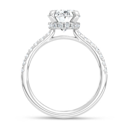 14K White Gold Lab Grown Diamond  2 3/8 Ct.Tw. Oval Hidden Halo Engagement Ring (IGI Certified Center 2ct)