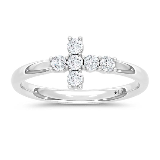 10K White Gold Lab Grown Diamond  1/4 Ct.Tw. Cross Ring