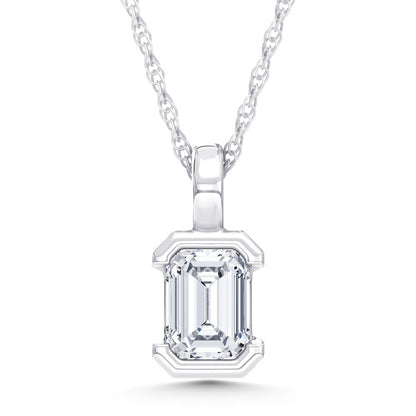 14K White Gold Lab Grown Diamond 1/3 Ct.Tw. Emerald Pendant