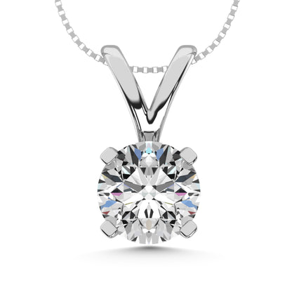 14K White Gold Lab Grown Diamond 1/4 Ct.Tw. Non certified CVD VS1+ G+ Solitaire Pendant (Available in 0.10ctw to 2ctw)