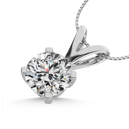 14K White Gold Lab Grown Diamond 1/4 Ct.Tw. Non certified CVD VS1+ G+ Solitaire Pendant (Available in 0.10ctw to 2ctw)