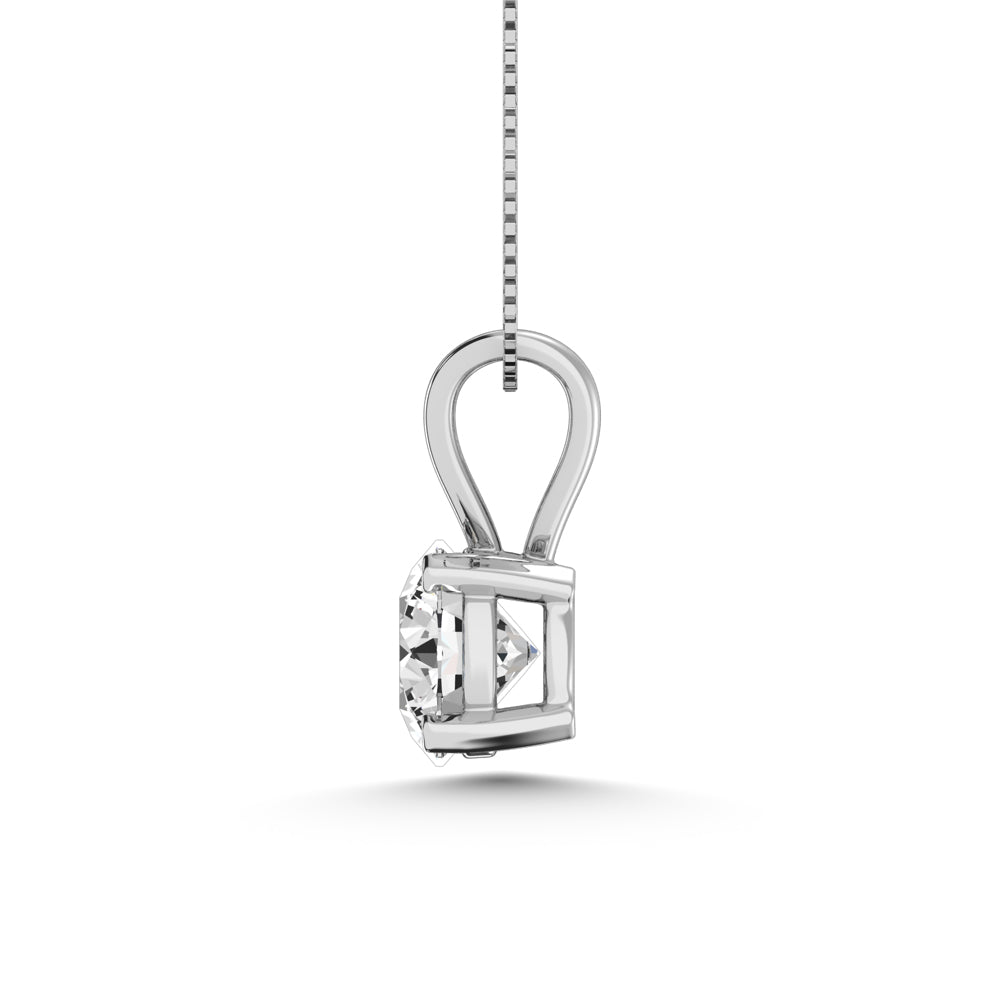 14K White Gold Lab Grown Diamond 1/4 Ct.Tw. Non certified CVD VS1+ G+ Solitaire Pendant (Available in 0.10ctw to 2ctw)