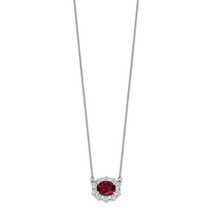 14K White Gold Lab Grown Dia. VS/SI FGH Lab Created Ruby Necklace