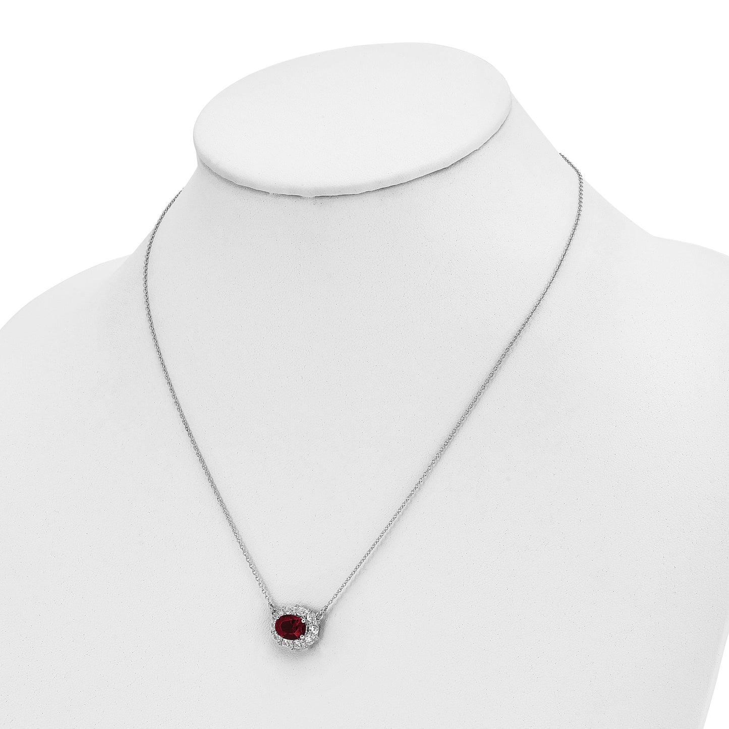 14K White Gold Lab Grown Dia. VS/SI FGH Lab Created Ruby Necklace