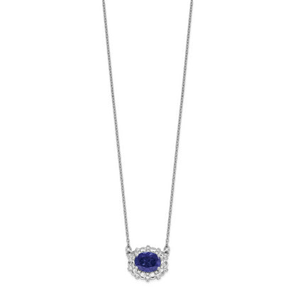 14K White Gold Lab Grown Dia. VS/SI FGH Lab Created Sapphire Necklac