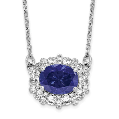 14K White Gold Lab Grown Dia. VS/SI FGH Lab Created Sapphire Necklac