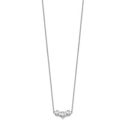 14K White Gold Lab Grown Diamond VS/SI FGH 3 Stone Complete Necklace