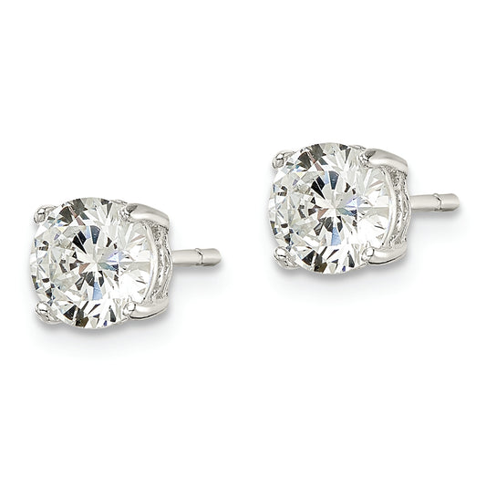 Sterling Silver Polished 6mm Round CZ Heart Basket Set Stud Earrings