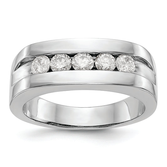 10K White Gold Lab Grown Diamond VS/SI FGH 5-Stone Men's Channel Band