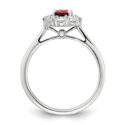14K White Gold Lab Grown VS/SI FGH Dia & Cr. Oval Ruby Fashion Ring