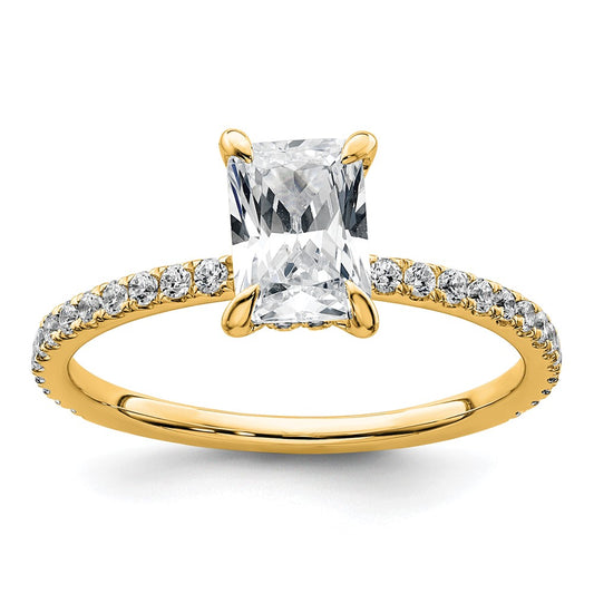 14ky Solitaire with Flair Radiant 1ct Center VS/SI FGH Cert. LG Diamond Com